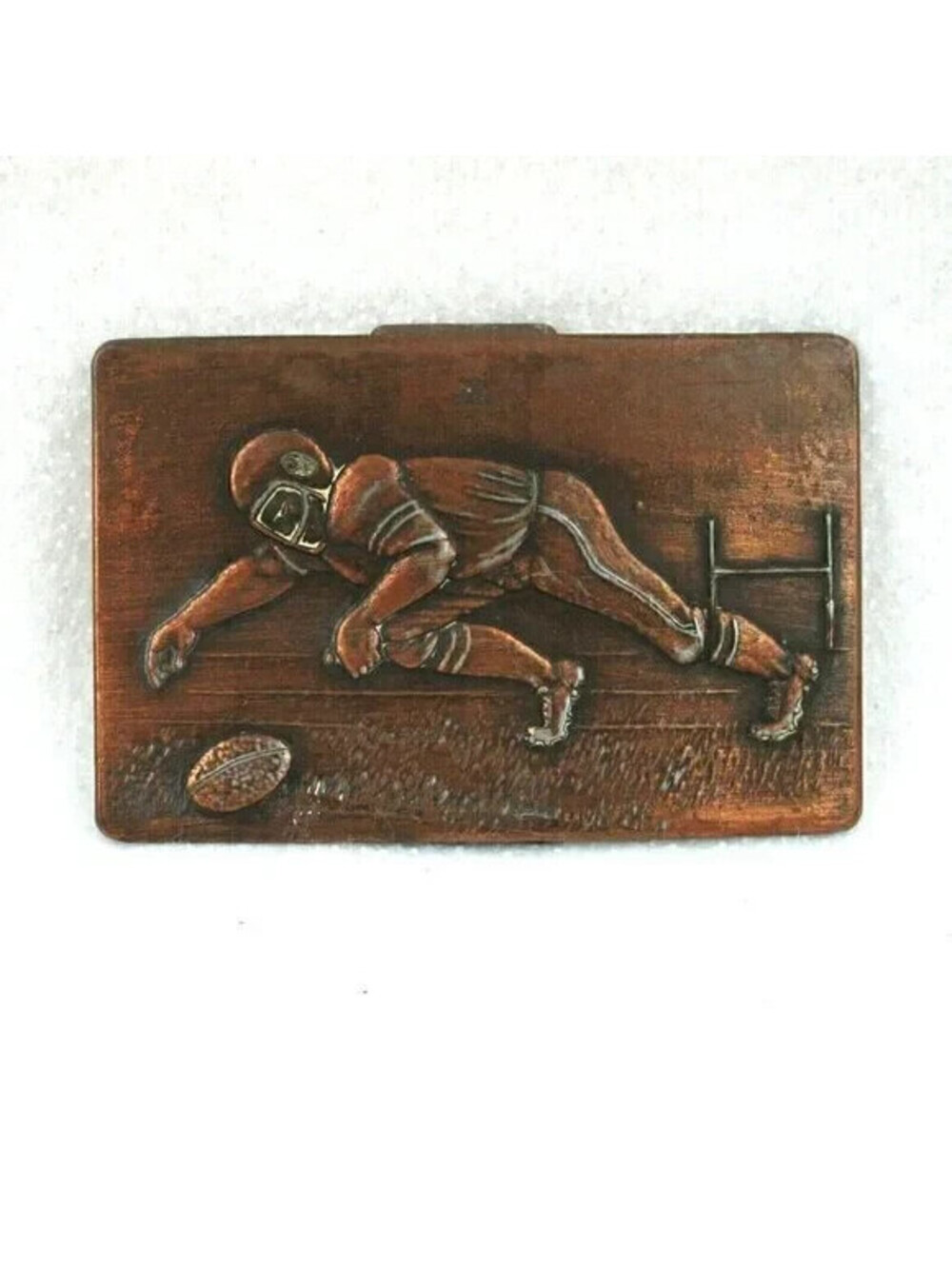 Vintage Football Belt Buckle Football Player & Goal Post Sports Metal Accessory